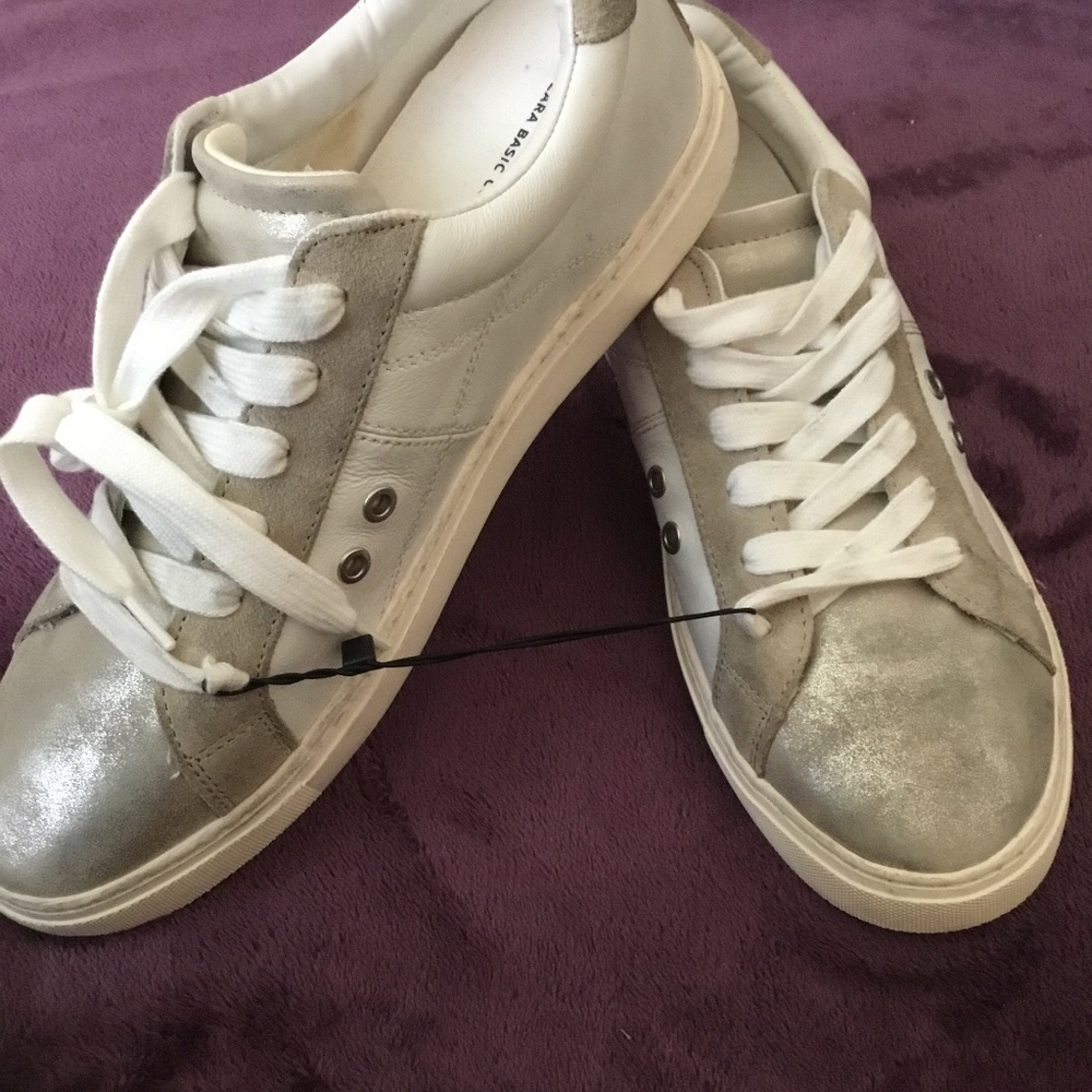 NWT Zara Basic Leather Sneakers 10M